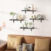 imageupsimples Floating Shelves for Wall Decor Storage Black Wall Mounted Shelves Set of 5 Sturdy Small Wood Shelves Hanging for Bedroom Living Room Bathroom Kitchen Corner BookBlack