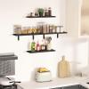 imageupsimples Floating Shelves for Wall Decor Storage Black Wall Mounted Shelves Set of 5 Sturdy Small Wood Shelves Hanging for Bedroom Living Room Bathroom Kitchen Corner BookBlack