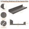imageupsimples Floating Shelves for Wall Wall Shelves for Decor Storage Set of 6 Wall Mounted Wood Shelves for Bedroom Living Room Bathroom Kitchen 355 inch Long Picture Ledge Shelves PinkGrey