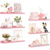 imageupsimples Floating Shelves for Wall Wall Shelves for Decor Storage Set of 6 Wall Mounted Wood Shelves for Bedroom Living Room Bathroom Kitchen 355 inch Long Picture Ledge Shelves PinkPink