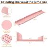 imageupsimples Floating Shelves for Wall Wall Shelves for Decor Storage Set of 6 Wall Mounted Wood Shelves for Bedroom Living Room Bathroom Kitchen 355 inch Long Picture Ledge Shelves PinkPink