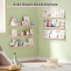 imageupsimples Floating Shelves for Wall Wall Shelves for Decor Storage Set of 6 Wall Mounted Wood Shelves for Bedroom Living Room Bathroom Kitchen 355 inch Long Picture Ledge Shelves PinkPink
