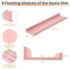 imageupsimples Floating Shelves for Wall Wall Shelves for Decor Storage Set of 6 Wall Mounted Wood Shelves for Bedroom Living Room Bathroom Kitchen 355 inch Long Picture Ledge Shelves PinkPink