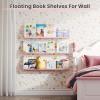 imageupsimples Floating Shelves for Wall Wall Shelves for Decor Storage Set of 6 Wall Mounted Wood Shelves for Bedroom Living Room Bathroom Kitchen 355 inch Long Picture Ledge Shelves PinkPink