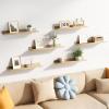 imageupsimples Floating Shelves for Wall Wall Shelves for Decor Storage Set of 6 Wall Mounted Wood Shelves for Bedroom Living Room Bathroom Kitchen 355 inch Long Picture Ledge Shelves PinkNatural