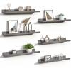 imageupsimples Floating Shelves for Wall Wall Shelves for Decor Storage Set of 6 Wall Mounted Wood Shelves for Bedroom Living Room Bathroom Kitchen 355 inch Long Picture Ledge Shelves PinkGrey