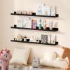 imageupsimples Floating Shelves for Wall Wall Shelves for Decor Storage Set of 6 Wall Mounted Wood Shelves for Bedroom Living Room Bathroom Kitchen 355 inch Long Picture Ledge Shelves PinkBlack