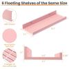 imageupsimples Floating Shelves for Wall Wall Shelves for Decor Storage Set of 6 Wall Mounted Wood Shelves for Bedroom Living Room Bathroom Kitchen 355 inch Long Picture Ledge Shelves PinkPink