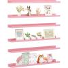 imageupsimples Floating Shelves for Wall Wall Shelves for Decor Storage Set of 6 Wall Mounted Wood Shelves for Bedroom Living Room Bathroom Kitchen 355 inch Long Picture Ledge Shelves PinkPink