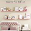 imageupsimples Floating Shelves for Wall Wall Shelves for Decor Storage Set of 6 Wall Mounted Wood Shelves for Bedroom Living Room Bathroom Kitchen 355 inch Long Picture Ledge Shelves PinkPink