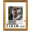 imageupsimples 4x6 Picture Frame Gold Frames Display 35x5 with Mat or 4 x 6 Without for Wall or Tabletop Decor 1pack11x14