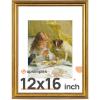 imageupsimples 4x6 Picture Frame Gold Frames Display 35x5 with Mat or 4 x 6 Without for Wall or Tabletop Decor 1pack12x16