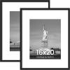 imageENJOYBASICS 18x24 Picture Frame Display Poster 16x20 with Mat or 18 x 24 Without Wall Gallery Photo Frames Natural 2 PackBlack