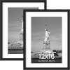 imageENJOYBASICS 18x24 Picture Frame Display Poster 16x20 with Mat or 18 x 24 Without Wall Gallery Photo Frames Natural 2 PackBlack