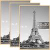 imageupsimples 24x36 Poster Frame Gold 3 Pack ScratchProof Picture Frames 24 x 36 for Photo Gallery  Slidein Strips Horizontal or Vertical Wall MountingNatural