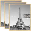 imageupsimples 24x36 Poster Frame Gold 3 Pack ScratchProof Picture Frames 24 x 36 for Photo Gallery  Slidein Strips Horizontal or Vertical Wall MountingNatural