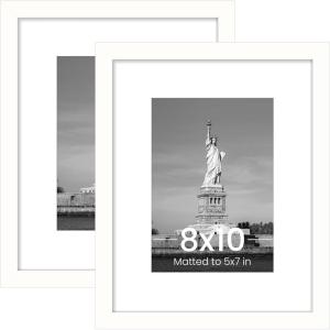 imageENJOYBASICS 18x24 Picture Frame Display Poster 16x20 with Mat or 18 x 24 Without Wall Gallery Photo Frames Natural 2 PackWhite
