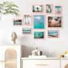imageupsimples 10 Pack Picture Frames Collage Wall Decor for Mounting or Tabletop Display Photo Gallery Frame Set for Family Multi Sizes Including 8x10 5x7 4x6 Rustic WhitePink