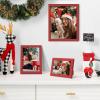 imageupsimples 10 Pack Picture Frames Collage Wall Decor for Mounting or Tabletop Display Photo Gallery Frame Set for Family Multi Sizes Including 8x10 5x7 4x6 Rustic WhiteRed