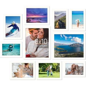 imageupsimples 10 Pack Picture Frames Collage Wall Decor for Mounting or Tabletop Display Photo Gallery Frame Set for Family Multi Sizes Including 8x10 5x7 4x6 Rustic WhiteWhite