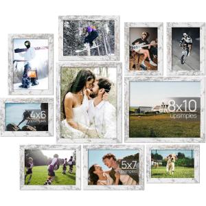 imageupsimples 10 Pack Picture Frames Collage Wall Decor for Mounting or Tabletop Display Photo Gallery Frame Set for Family Multi Sizes Including 8x10 5x7 4x6 Rustic WhiteRustic White