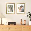imageupsimples 5x7 Picture Frame Display Pictures 4x6 with Mat or 5 x 7 Without Wall Hanging Photo Frames Blue 1 PackBronze
