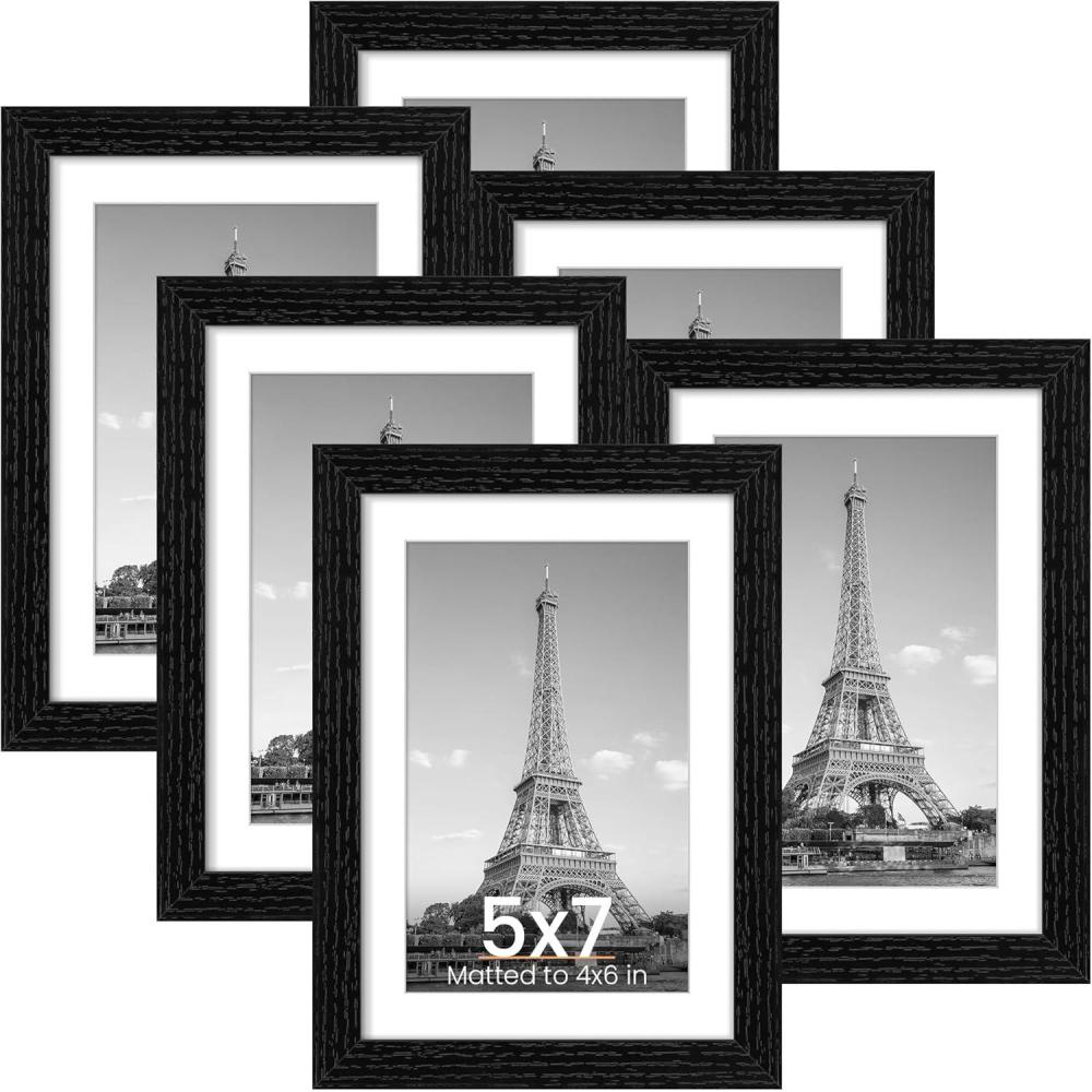 imageupsimples 5x7 Picture Frame Thin Black 6 Pack