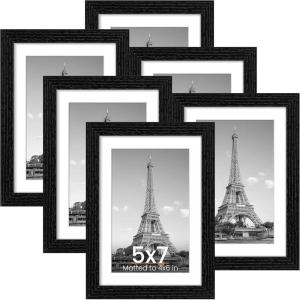 imageupsimples 5x7 Picture Frame Thin Black 6 Pack