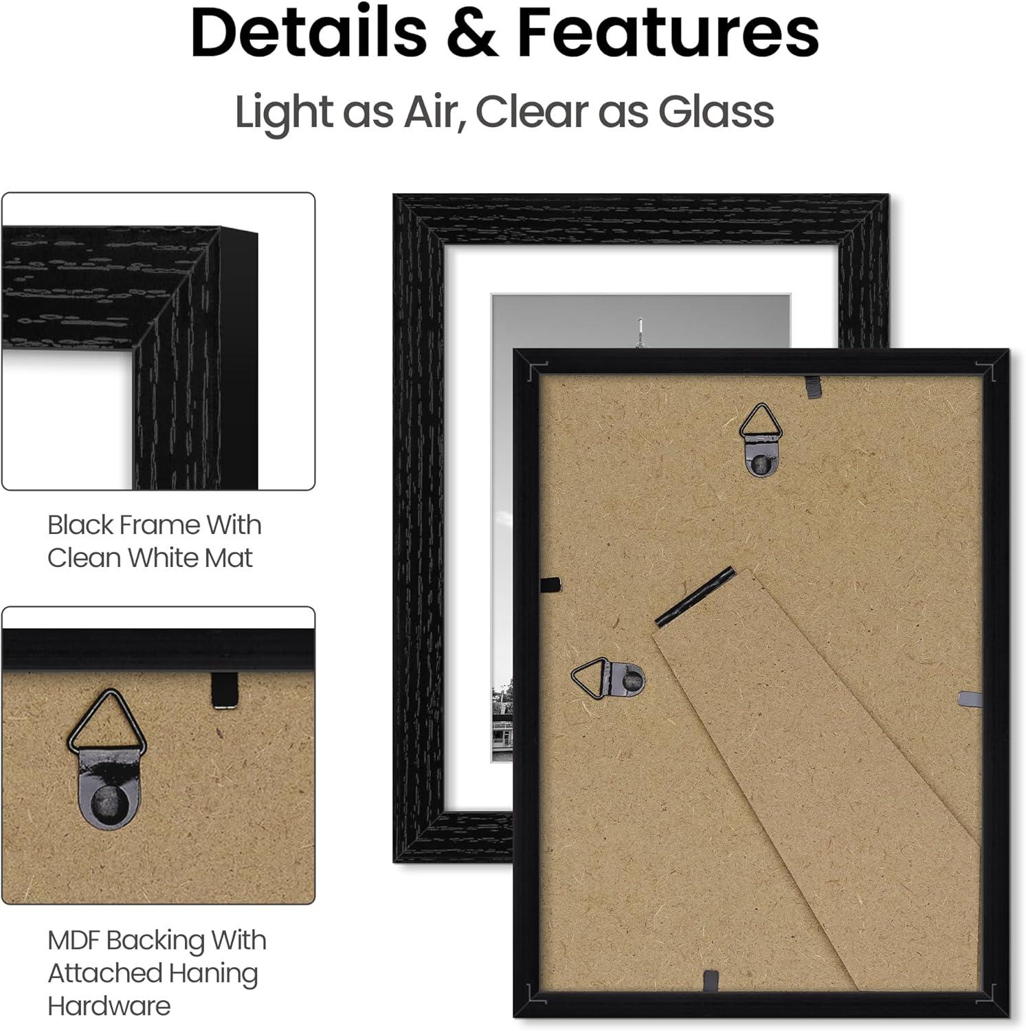 imageupsimples 5x7 Picture Frame Thin Black 6 Pack