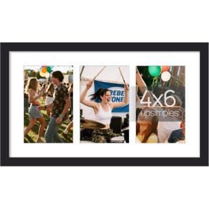 imageupsimples 11x14 Collage Picture Frame Display Pictures 5 4x6 with Mat or 11x14 Without Mat Wall Hanging 5 4x6 Picture Frame Collage Wall Decor Black 1 PackBlack