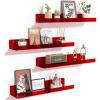 imageupsimples Acrylic Shelves for Wall Decor 15quot Display Shelf Perfume Organizer for Bathroom Bedroom Living Room Floating Bookshelves for Kids Pink 4 PackRed