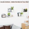 imageupsimples 6 Pack 6 x 4 Acrylic Small Shelves Floating Shelves for Wall Display Shelf Organizer for Plants Speaker Radio Toys Clear4