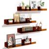 imageupsimples Acrylic Shelves for Wall Decor 15quot Display Shelf Perfume Organizer for Bathroom Bedroom Living Room Floating Bookshelves for Kids Pink 4 PackBrown