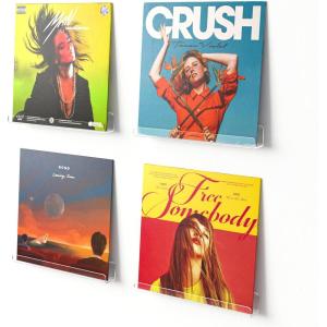 imageupsimples 4 Pack Vinyl Record Wall Mount Shelves 12quot Vinyl Holder for Album Record Storage ampamp Display Clear Acrylic Floating Shelves for Wall Decor Kids Bookshelf Magazine Rack Picture Ledge4