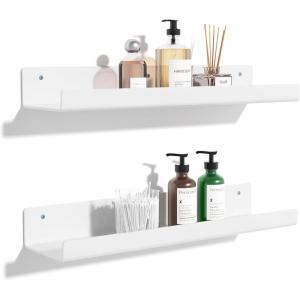 imageupsimples Acrylic Shelves for Wall Decor 15quot Display Shelf Perfume Organizer for Bathroom Bedroom Living Room Floating Bookshelves for Kids Pink 4 PackWhite