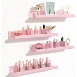 imageupsimples Acrylic Shelves for Wall Decor 15quot Display Shelf Perfume Organizer for Bathroom Bedroom Living Room Floating Bookshelves for Kids Pink 4 PackPink