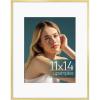 imageupsimples Aluminum 11x14 Picture Frame Black Display Photo 8x10 with Mat or 11 x 14 without Mat Wall Hanging Metal Poster Frame with Acrylic Cover 1 PackChampagne Gold