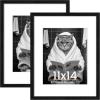 imageupsimples 11x14 Picture Frame Lightweight Thin Frame for Prints Display 8x10 with Mat or 11x14 Without Easy Wall Hanging Black 2 Pack2