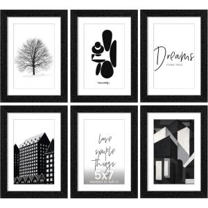 imageupsimples 11x14 Picture Frame Lightweight Thin Frame for Prints Display 8x10 with Mat or 11x14 Without Easy Wall Hanging Black 2 Pack6