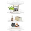imageupsimples 4 Pack Acrylic Corner Floating Shelves 12 in Clear Hanging Shelves with Cable Management Design Wall Mounted Corner Storage Organizer for Bathroom Bedroom Living Room Kitchen12x167x2