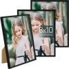 imageupsimples 5x7 Picture Frame Set of 3 Made of High Definition Glass for 5 x 7 Wall and Tabletop Display Thin Border Photo Frames for Home Decor PinkBlack