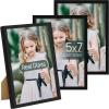 imageupsimples 5x7 Picture Frame Set of 3 Made of High Definition Glass for 5 x 7 Wall and Tabletop Display Thin Border Photo Frames for Home Decor PinkBlack