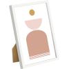 imageupsimples 5x7 Picture Frame Set of 3 Made of High Definition Glass for 5 x 7 Wall and Tabletop Display Thin Border Photo Frames for Home Decor PinkWhite