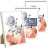 imageupsimples 5x7 Picture Frame Set of 3 Made of High Definition Glass for 5 x 7 Wall and Tabletop Display Thin Border Photo Frames for Home Decor PinkWhite