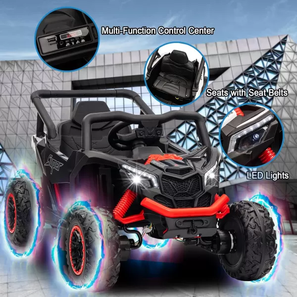 POSTACK 12 Volt Ride on Car with Remote Control Battery Powered Electric Vehicle for Boys Girls Off Road Ride on Toy for Kids to Drive Power 4 Wheels for Toddler with LED Lights Bluetooth PinkBlack