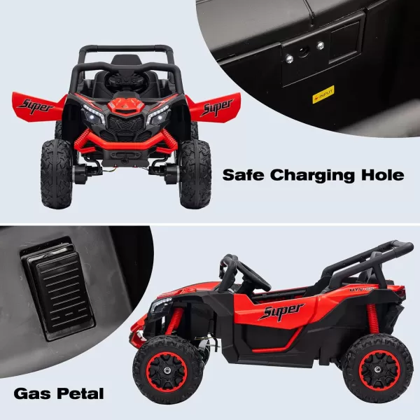 POSTACK 12 Volt Ride on Car with Remote Control Battery Powered Electric Vehicle for Boys Girls Off Road Ride on Toy for Kids to Drive Power 4 Wheels for Toddler with LED Lights Bluetooth PinkRed