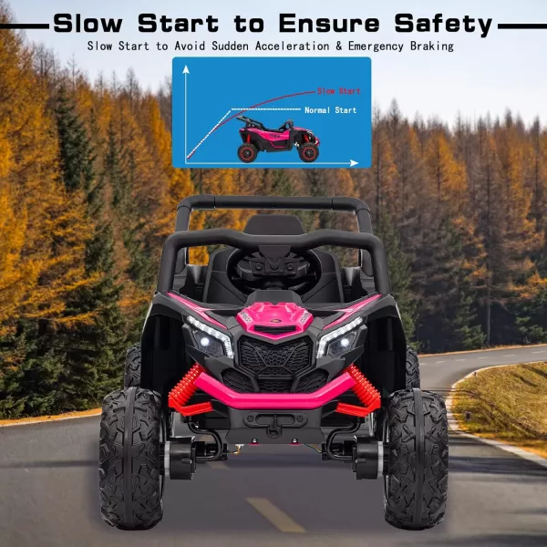 POSTACK 12 Volt Ride on Car with Remote Control Battery Powered Electric Vehicle for Boys Girls Off Road Ride on Toy for Kids to Drive Power 4 Wheels for Toddler with LED Lights Bluetooth PinkPink