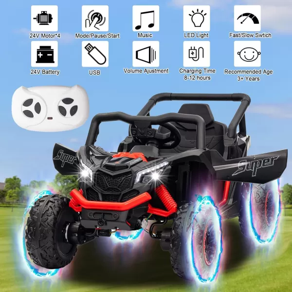 POSTACK 12 Volt Ride on Car with Remote Control Battery Powered Electric Vehicle for Boys Girls Off Road Ride on Toy for Kids to Drive Power 4 Wheels for Toddler with LED Lights Bluetooth PinkBlack