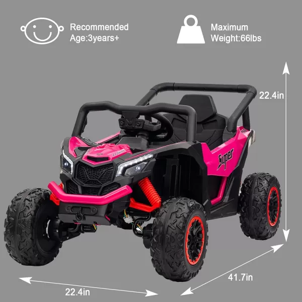 POSTACK 12 Volt Ride on Car with Remote Control Battery Powered Electric Vehicle for Boys Girls Off Road Ride on Toy for Kids to Drive Power 4 Wheels for Toddler with LED Lights Bluetooth PinkPink