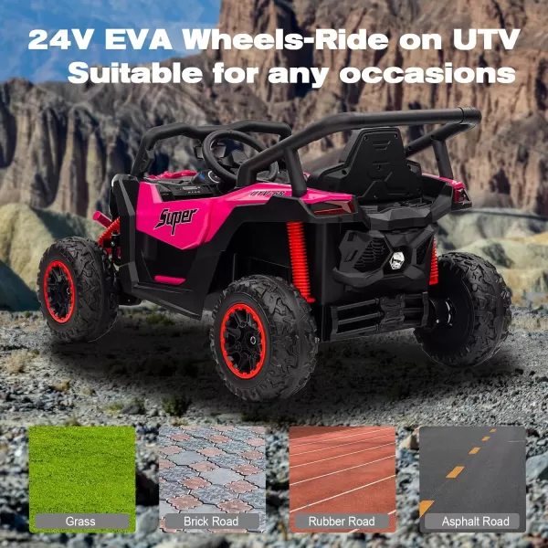 POSTACK 12 Volt Ride on Car with Remote Control Battery Powered Electric Vehicle for Boys Girls Off Road Ride on Toy for Kids to Drive Power 4 Wheels for Toddler with LED Lights Bluetooth PinkPink